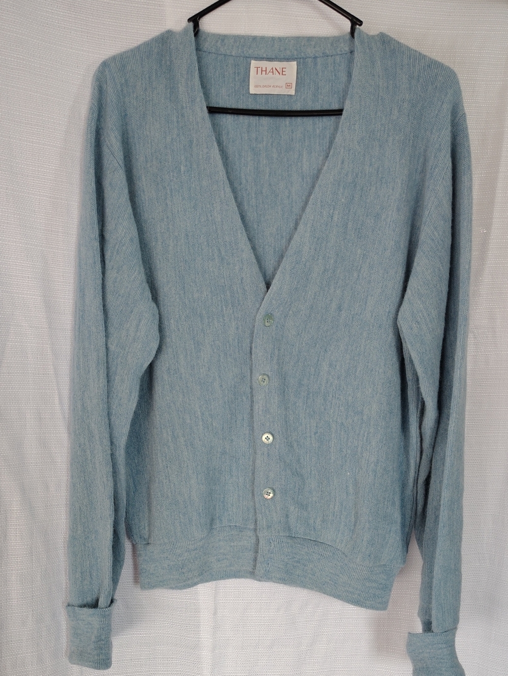 VTG Thane Light Blue V-Neck Button Cardigan for Men's Medium